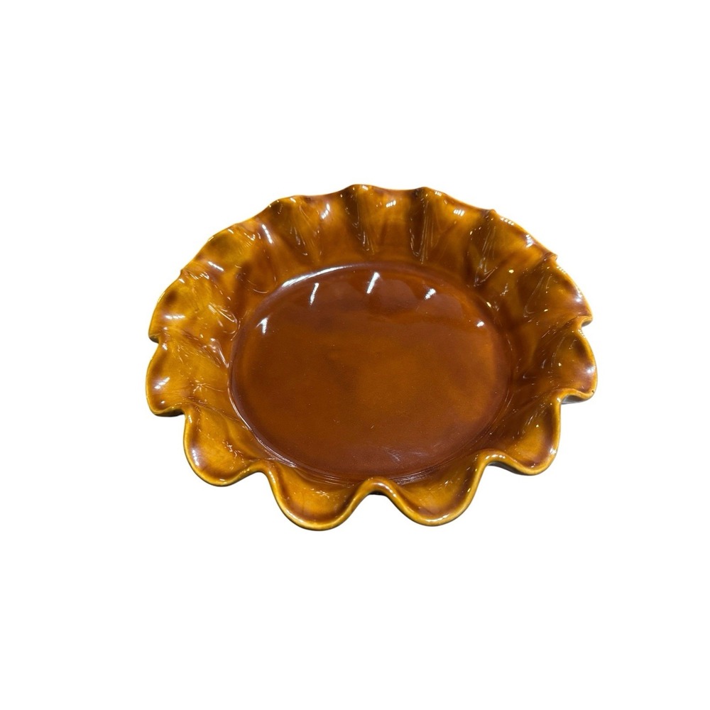 Emile Henry France 10" Artisan Deep Ruffled Pie Dish Caramel William Sonoma 6187